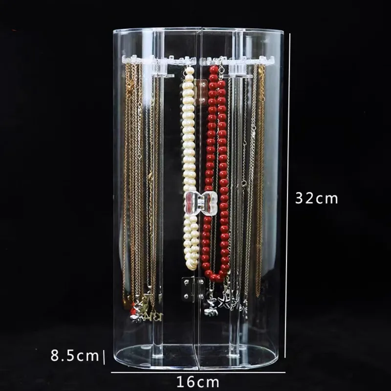 Women Acrylic Free Standing Gift With 24 Hooks Bracelet Storage Space Saving Necklace Holder Clear Jewelry Organizer