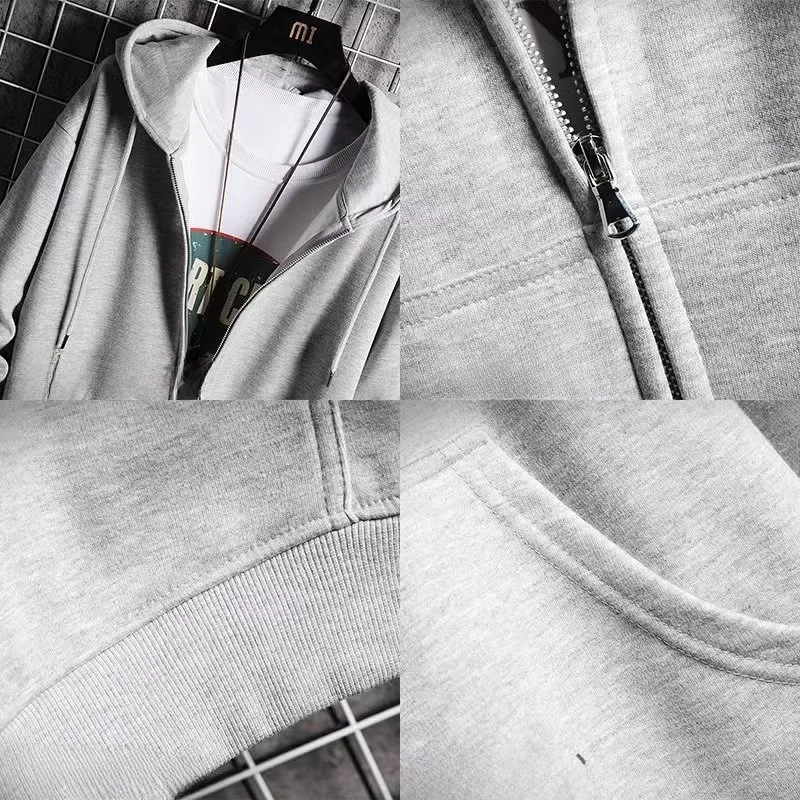 ملابس خارجية مانعة للتسرب للرجال للربيع والخريف والشتاء، سترة بغطاء للرأس بسحاب، مبطنة بالصوف الثقيل، سميكة بالإضافة إلى...