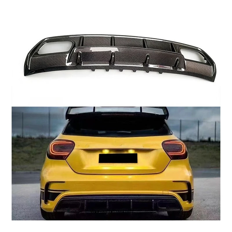 

For New W176 Class a RZ Style High Quality Carbon Fiber Exhaust Rear Diffuser Bumper Lip for MercedesBenz A-Class W176