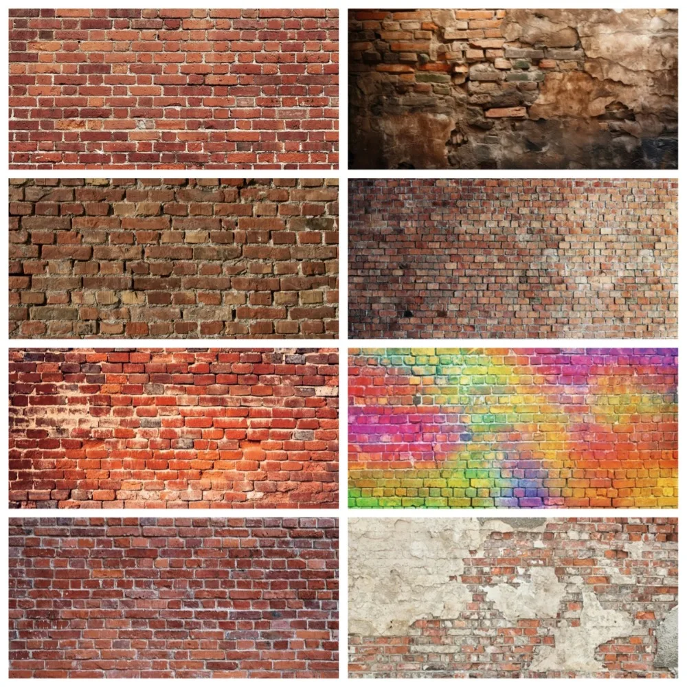 

Vintage Red Brick Wall Wedding Theme Banner Background, Children's Adult Birthday Party, Home Decoration Photography Background