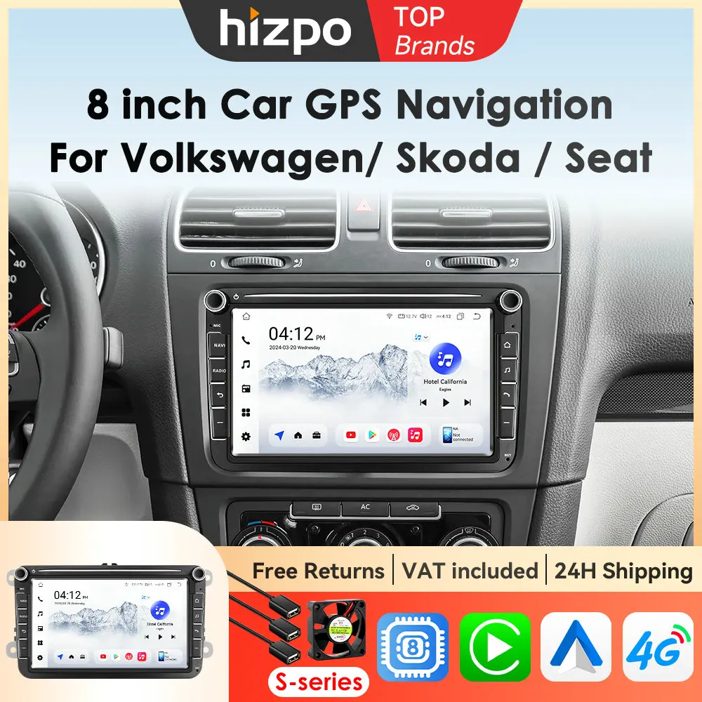Image of Hizpo 8 "Autoradio-Bildschirm für VW Volkswagen Golf Polo Skoda Rapid Octavia Radio Tiguan Passat b7 Jetta Wireless Carplay 7862 GPS