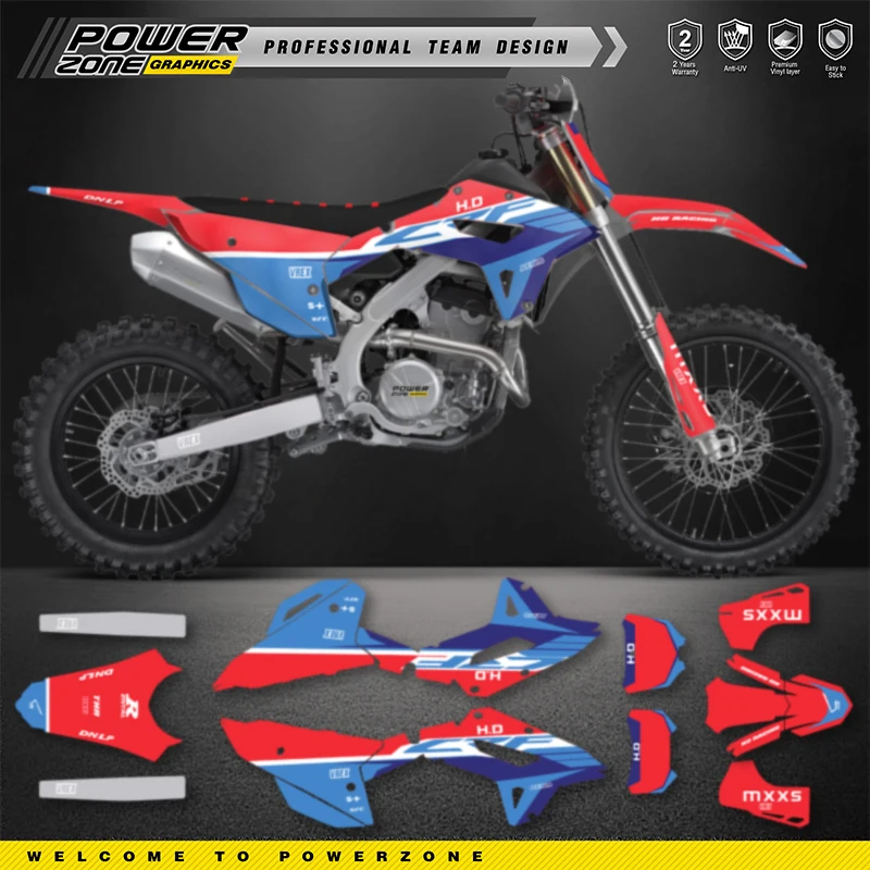 PowerZone Full Graphics Background Decals Stickers Kit For HONDA 2022 2023 2024 CRF250RX 2021 2022 2023 2024 CRF450RX 013