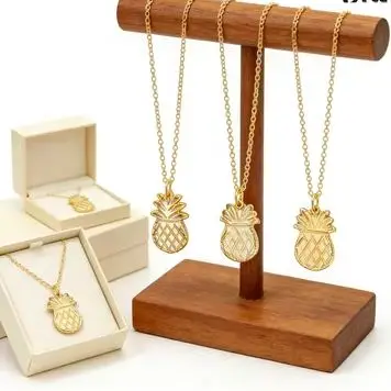 WT-N1082 WKT Natural Shell Pineapple Shape With High Quality Gold Color Trim Pendant Necklace For Women And Kids Necklace