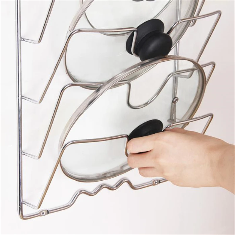 Kitchen Organizer Rack Wall Hanging Pot Cover Rack Five-Layer Pot Lid Metal Rust-Free Multifunctional Rack Pot Lid Storage Rack