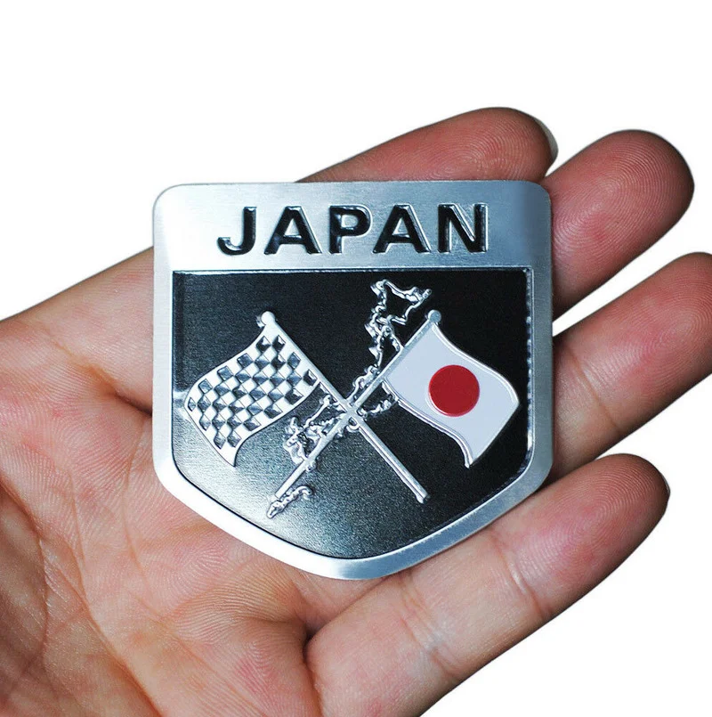 Japan Japanese Flag Shield Emblem Metal Badge Car Truck Motorcycle Body Bumper Garnish Styling Sticker Universal Exterior Parts