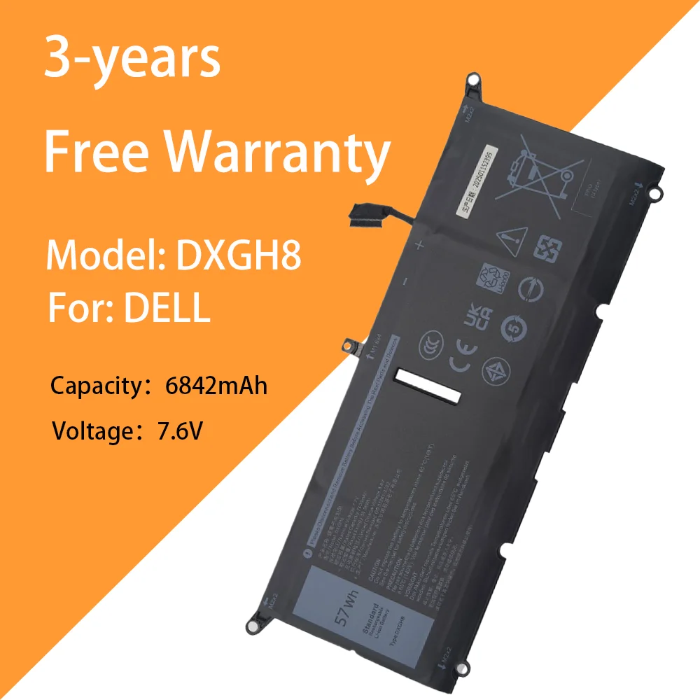 

DXGH8 Аккумулятор для ноутбука Dell XPS 13 9380 9370 7390 для Dell Inspiron 7390 2-в-1 7490 G8VCF H754V 0H754V P82G 52WH