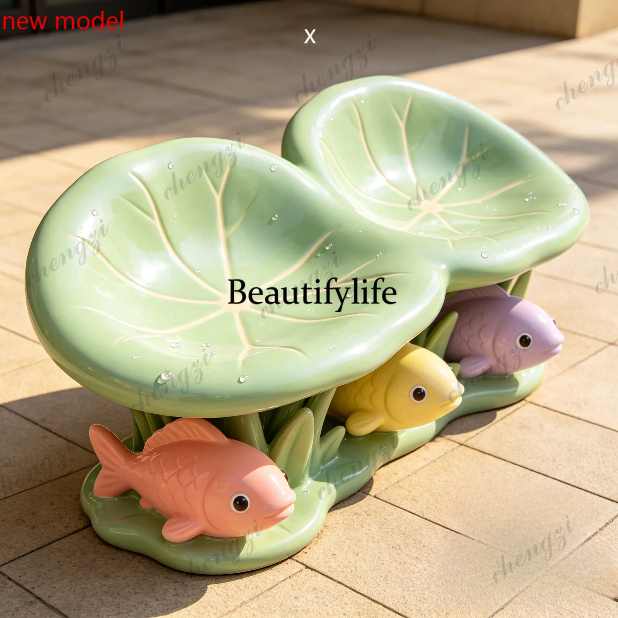 DD182FRP lotus leaf landscape bench outdoor courtyard lotus scenic spot, decoration, ornaments summer indoor and outdoor