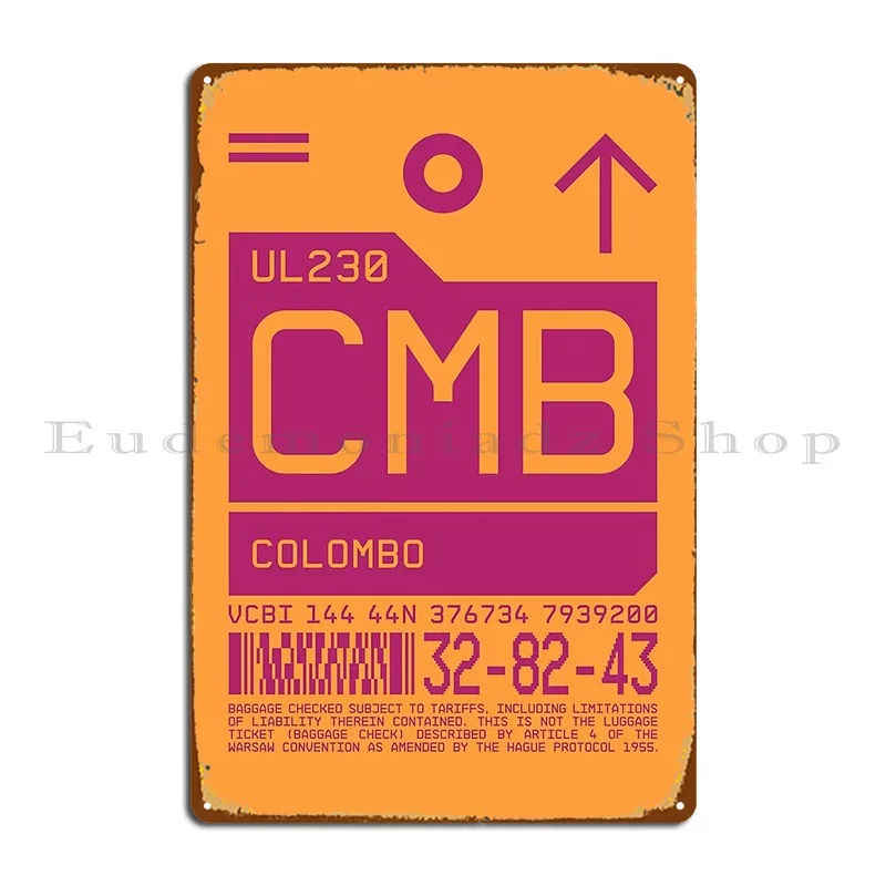 Luggage Tag C Cmb Colombo Sri Lanka Metal Sign Club Party Retro Wall Decor Printing Garage Tin Sign Poster