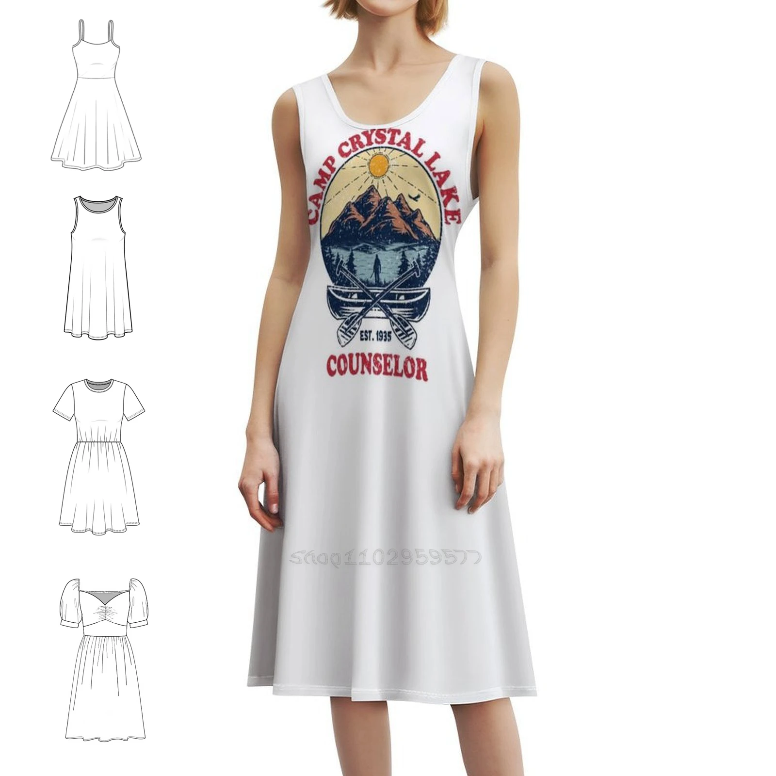 

Платье в корейском стиле Camp Crystal Lake для женщин, элегантное повседневное платье для вечеринки или повседневной носки Jason Crystal Lake Voorhees Friday