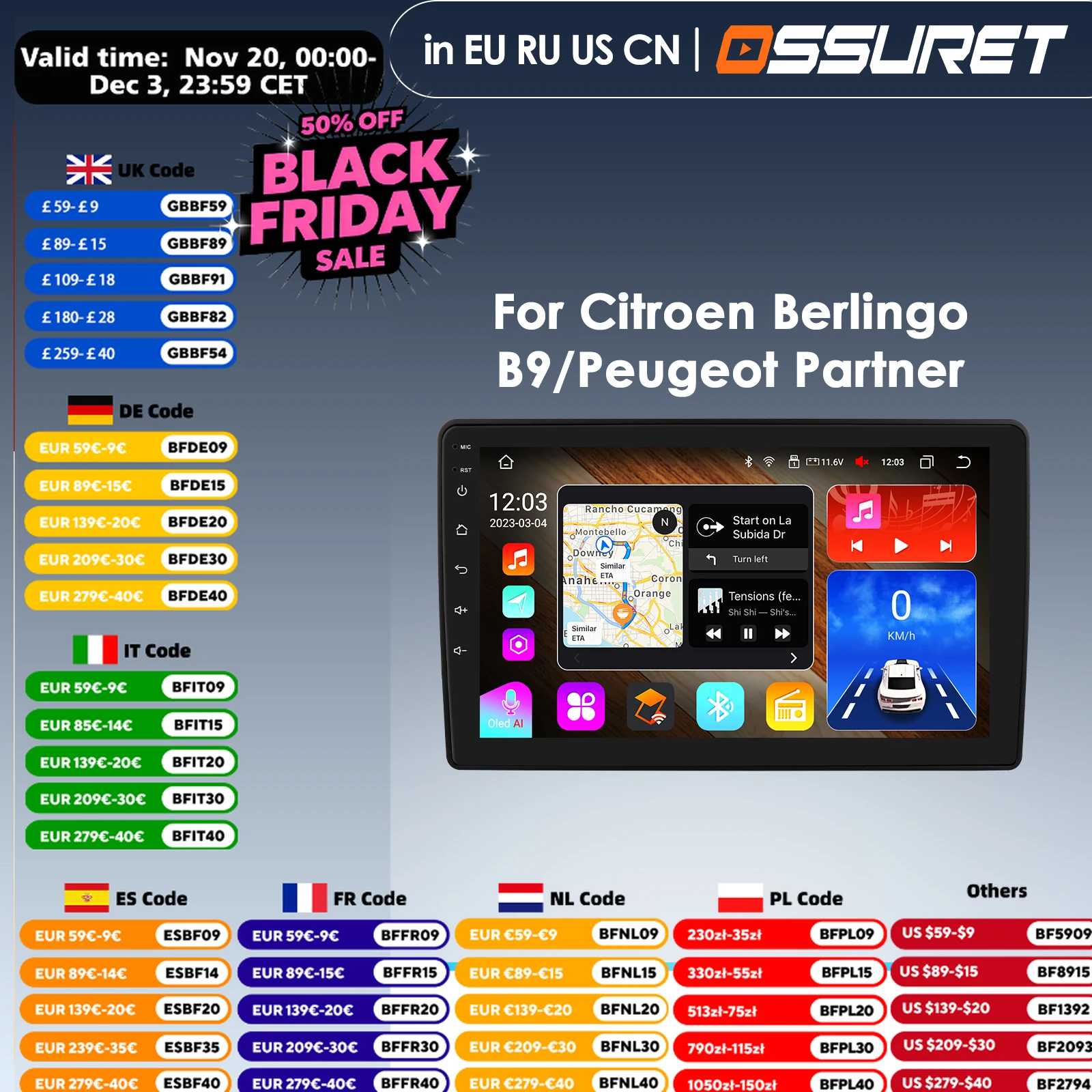 

Автомобильный радиоприемник 2din Android, мультимедийный видеоплеер для Citroen Berlingo 2 B9 для Peugeot Partner 2008-2019, GPS Carplay Auto 4G RDS