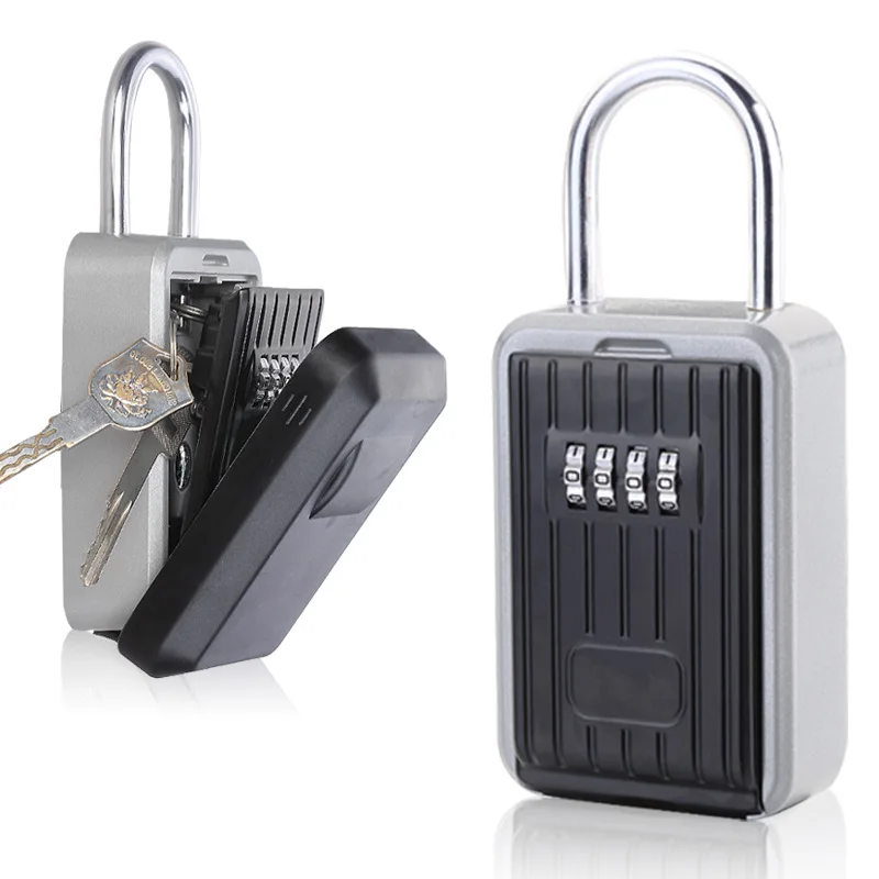 Key Lock Box, Key Storage Lock Box Aluminium Alloy Key Safe Box Weatherproof 4 Digit Combination for Indoors and Outdoors