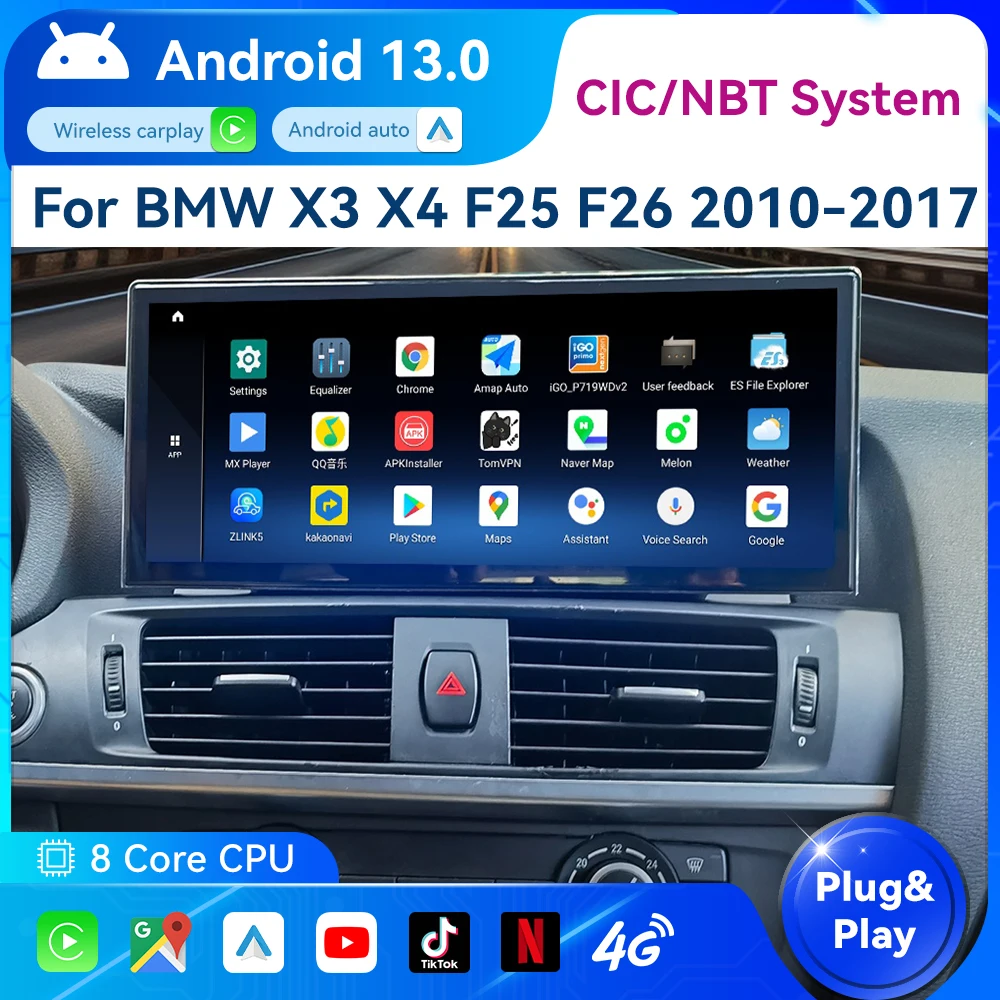 NEW Qualcomm668S 12.3 inch Android 13 Car Carplay Auto For BMW X3 F25 X4 F26 2011-2017 Car Intellgent Automotive Multimedia GPS