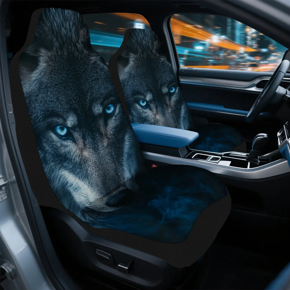 2pcs Halloween Haunting Wolf Gaze Car Seat Cover Set – Premium Quality, Trendy Design, Durable Seat Protectors, Fit For Most C