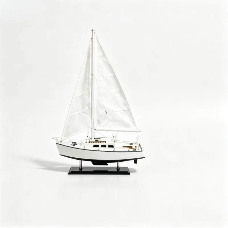 Handcrafted Solid Wood Sailboat Model Single Mast Mediterranean Nautical Decor Office Desk Ornament Business Gift Custom Made