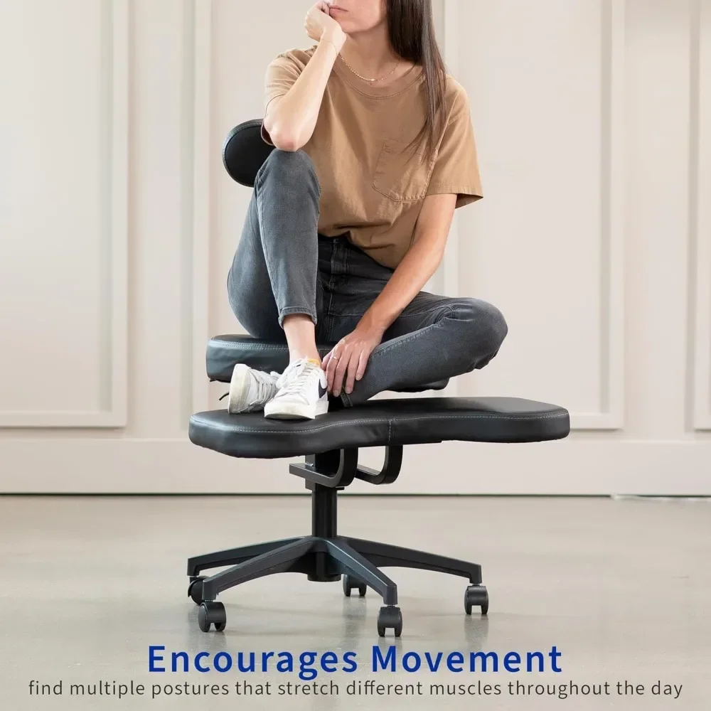 Ergonomic Mobile Cross Legged Desk Chair with Wheels, Home and Office, Flexible Kneeling Chair for Fidgeting