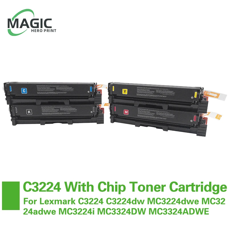 Avec puce 1.5K cartouche de Toner pour Lexmark C3224 C3224dw MC3224dwe MC3224adwe MC3224i MC3324DW MC3324ADWE MC3324I NA EUR