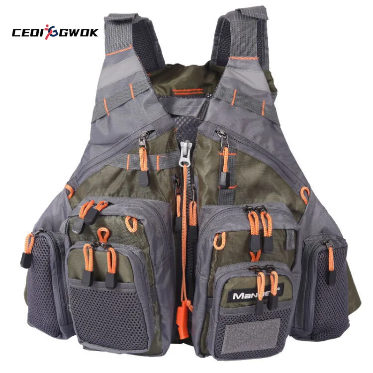 

CEOI GWOK Professional Life Jackets Boating and Fishing Multiple Extra-Large Pockets High Floating Force Buoyancy Fishing Vest