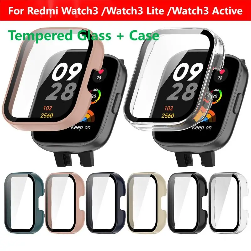 Tempered Glass Case For Redmi Watch 3 /3 Lite /3 Active Smart Watch Strap Bumper Cover Screen Protector For Xiaomi Redmi Watch3