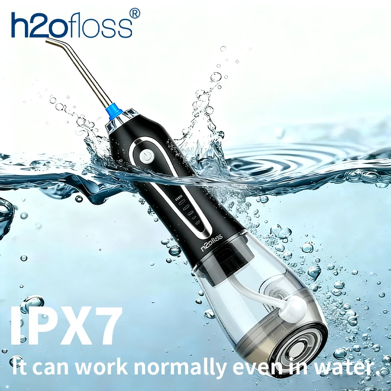 

H2ofloss Water Flosser 140PSI Ирригатор для полости рта высокого давления Водонепроницаемый дизайн 5 режимов 5 насадок Разноцветные варианты для зубов