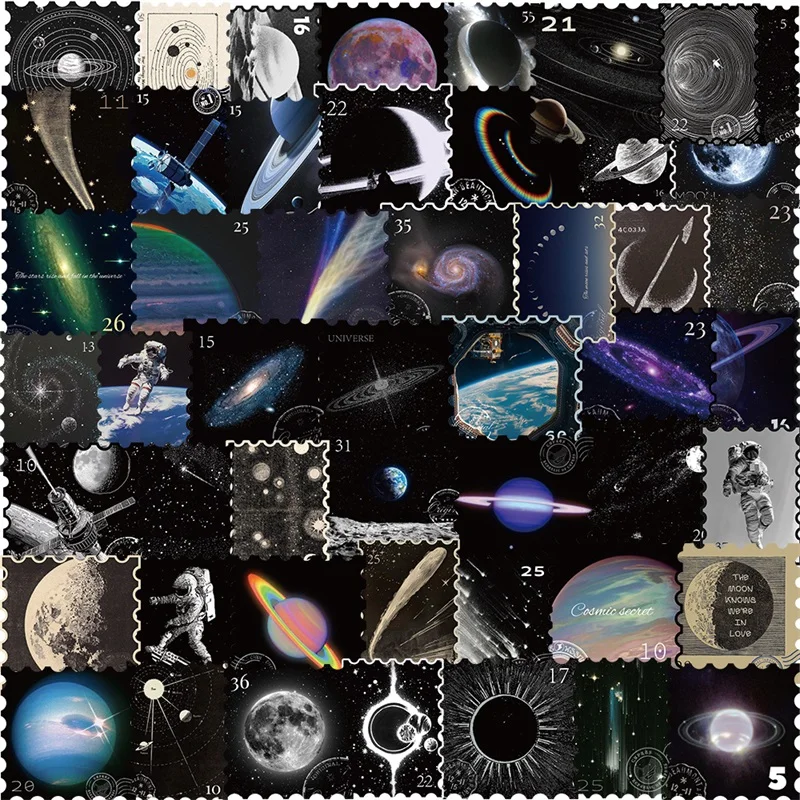 

10/30/50PCS Dark Universe Astronaut PVC Sticker Aesthetic Stationery Hand Accounting Decoration Scrapbooking Supplies for Kids