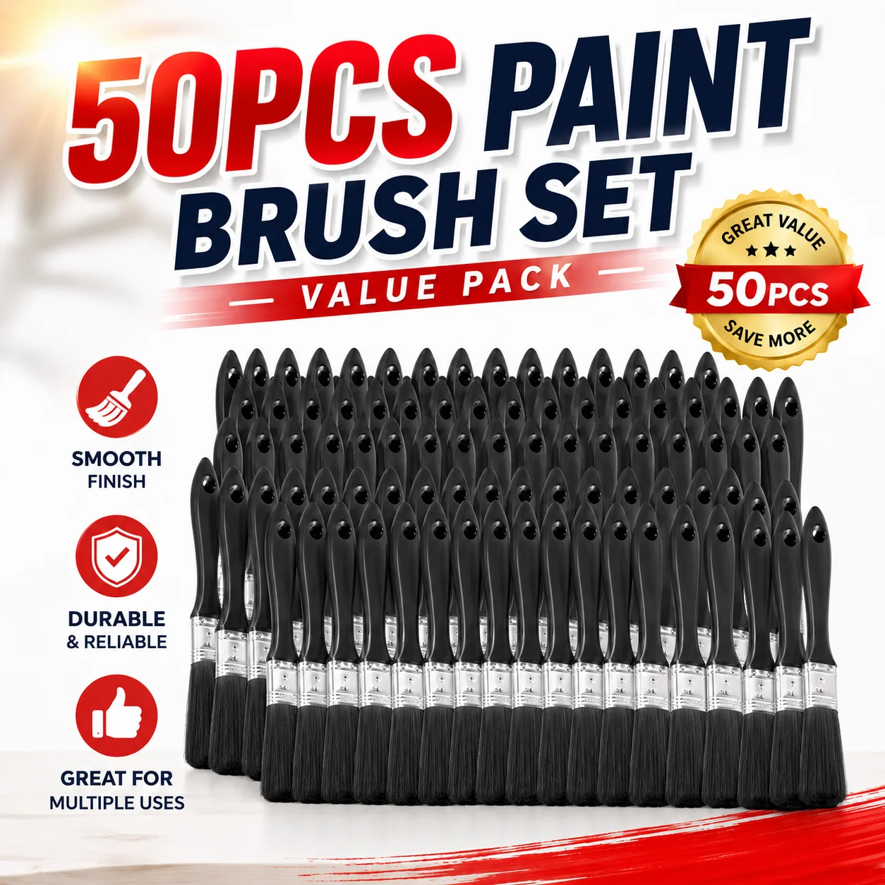Multipurpose Flat Paintbrush Soft Synthetic Hair Art Craft Painting Tool for Varnish Wood Furniture Detail Dust Cleaning
