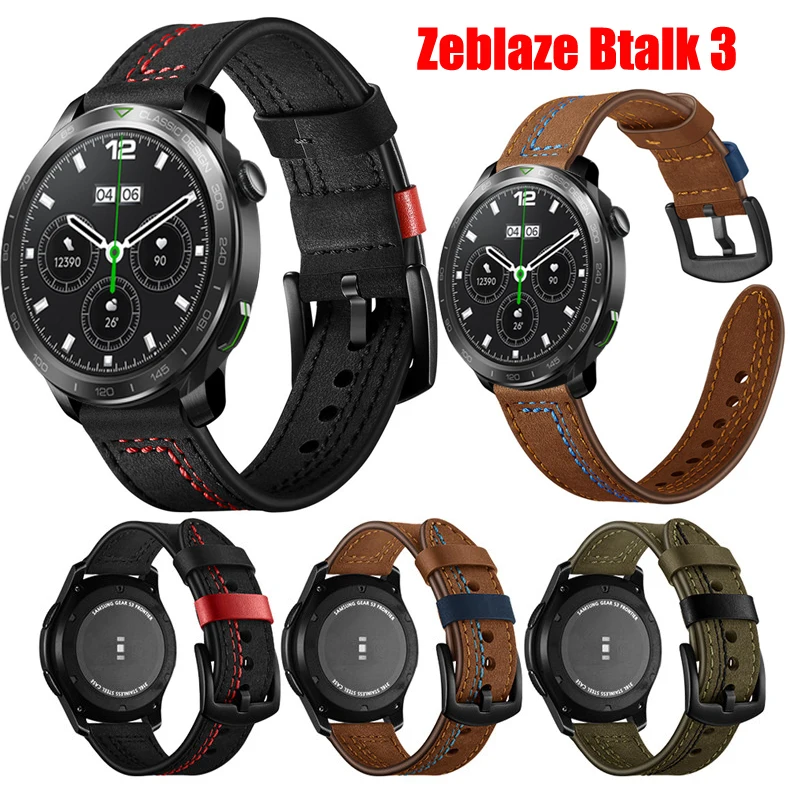 

Quick Release Leather Watchbands for Zeblaze Btalk 3 Casual Belt Smart Watch Strap Soft Bracelet Wrist Watch Band 22mm