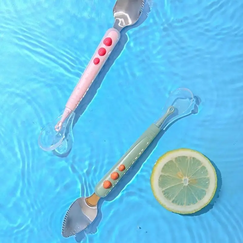 Double Head Baby Silicone Spoon Portable Scraping Mud Spoon Baby Led Weaning Supplies Workmanship Design Durable L8RB
