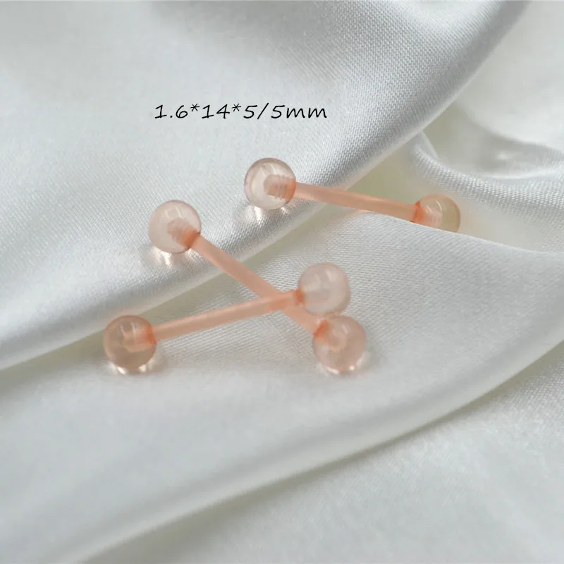100pcs  Body Piercing Body Jewelry - UV Flexible Nude Skin Color Tongue/Nipple Ring Bar barbells Retainer Sleeping Piercing Bar