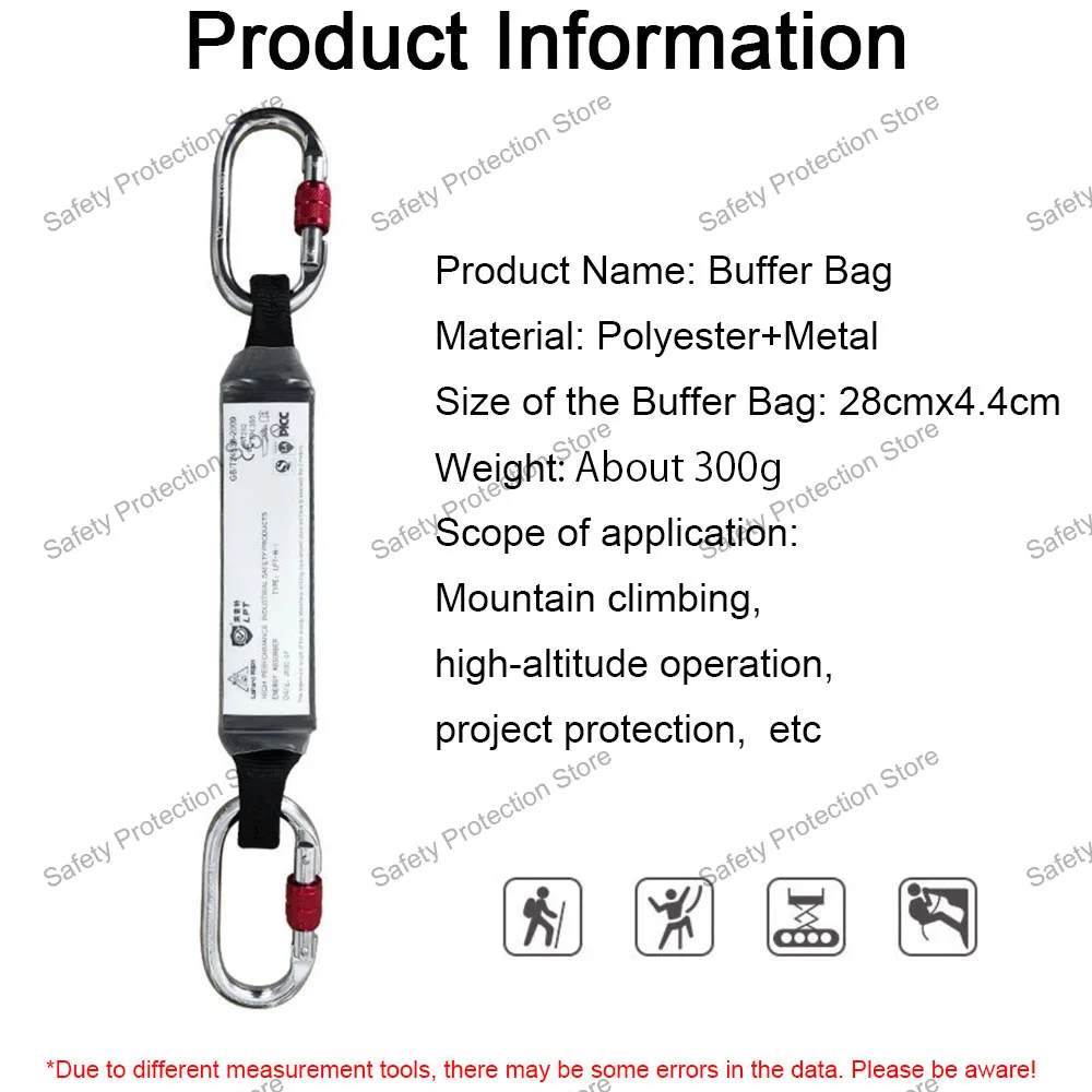 Safety Harness Lanyard Shock Absorber High Altitude Work Fall Protection Safety Belt Rope Buffer Bag Rock Climbing Protect Strap
