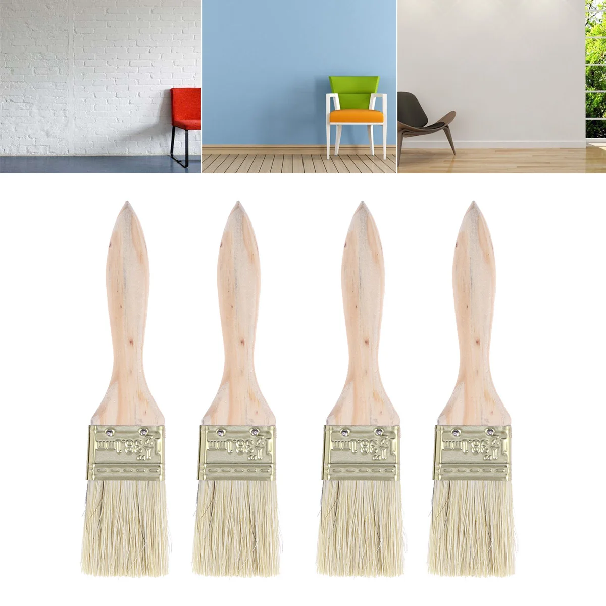 

24Pcs Wooden Paint Brush Premium Bristle Smooth Handle No Lint for Wall Furniture Painting Craft Bristle Brush