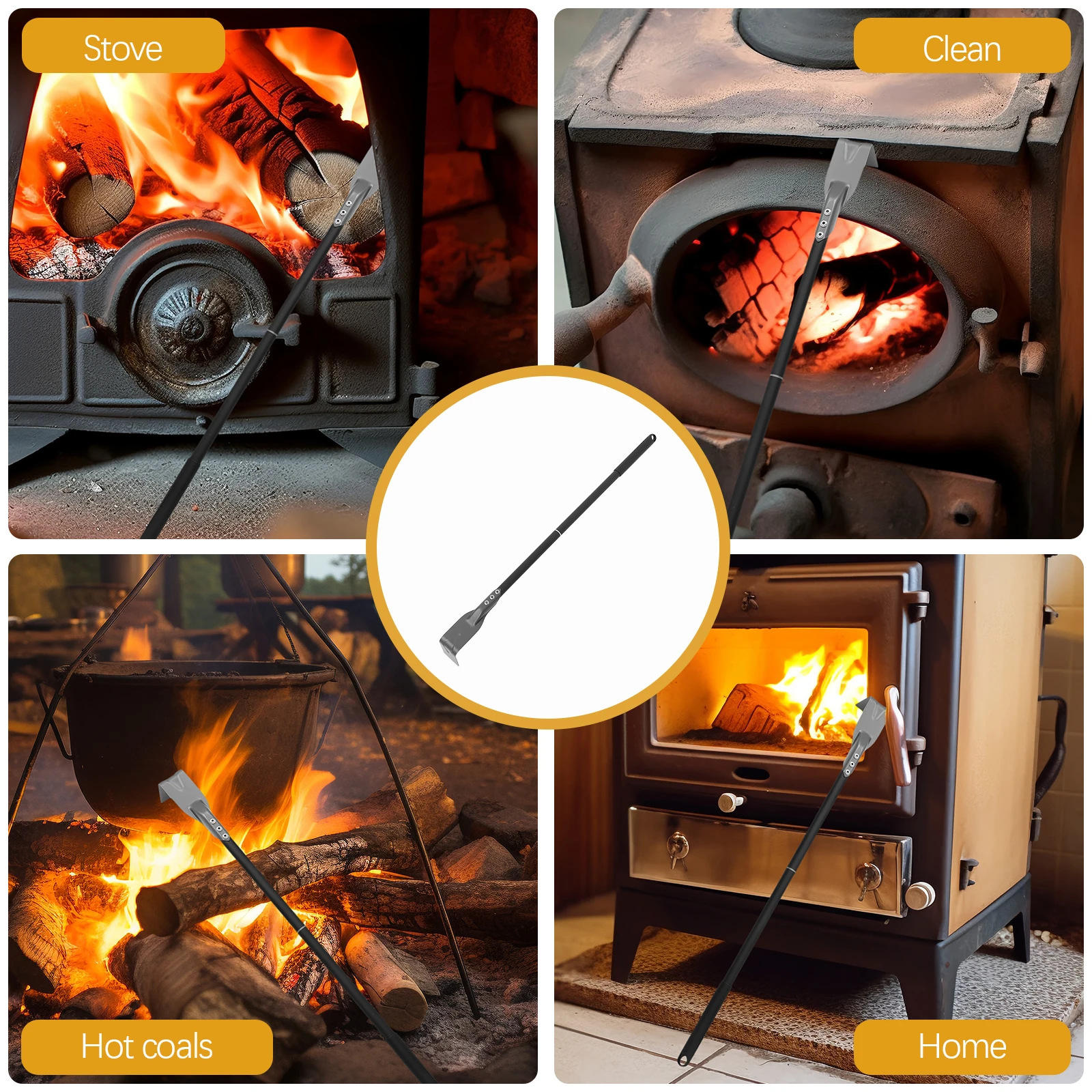 

Furnace Scraper Small Anodized Aluminum Handle Ash Tool for Pizza Oven Fireplace Coal Spatula Lightweight Reusable Cleaning