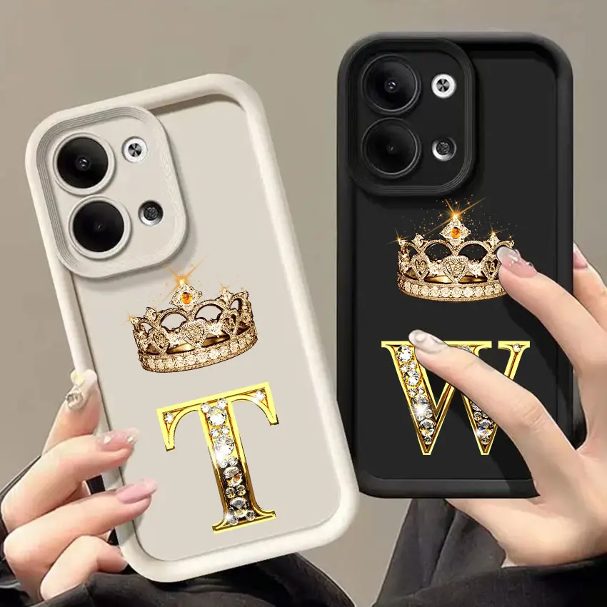 

Crown Initial Letter T W R N Phone Cases For Oppo Reno 14 13 12 11 F 10 5G 6 7 8 Pro Plus Cover 8T 7Z 8Z 14Pro Shockproof Fundas