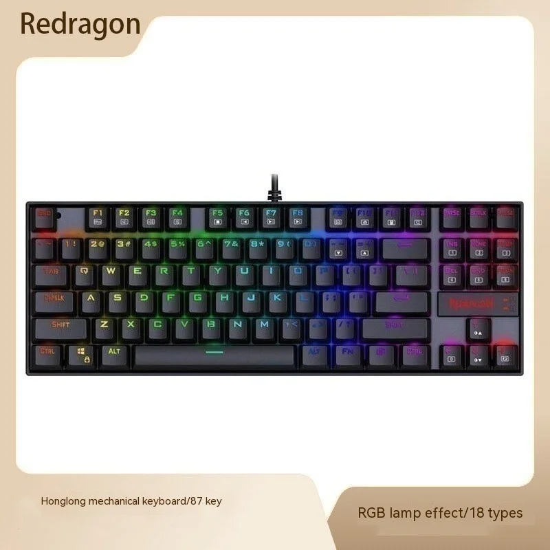 

Механическая клавиатура Redragon K552, Бесшумная игровая клавиатура с красным драконом и Rgb подсветкой для киберспорта, 87 клавиш, для коммерческих и офисных игр