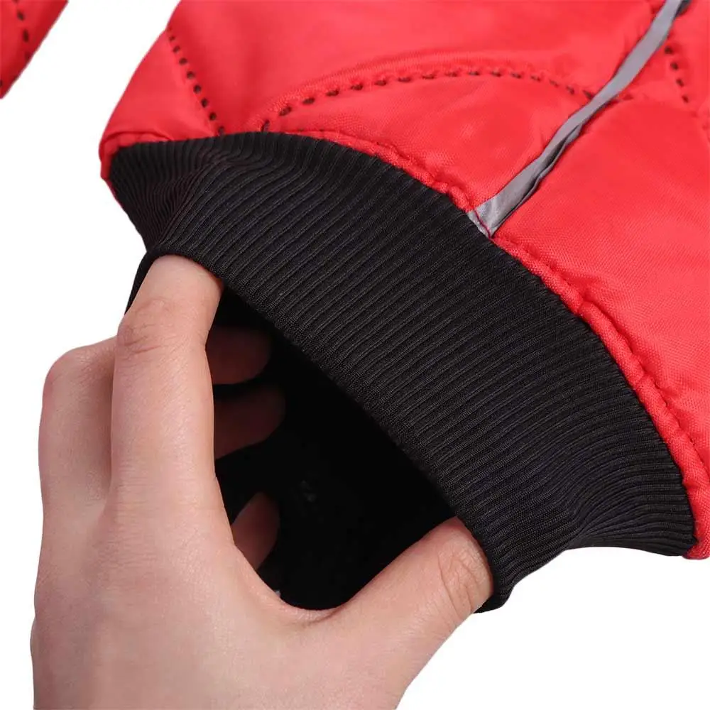 2 pcs Waterproof Motorcycle Winter Knee Pads Full Chaps Thickened Warmth Winter Full Chaps Knee Shin Guard Black/Red 60cm