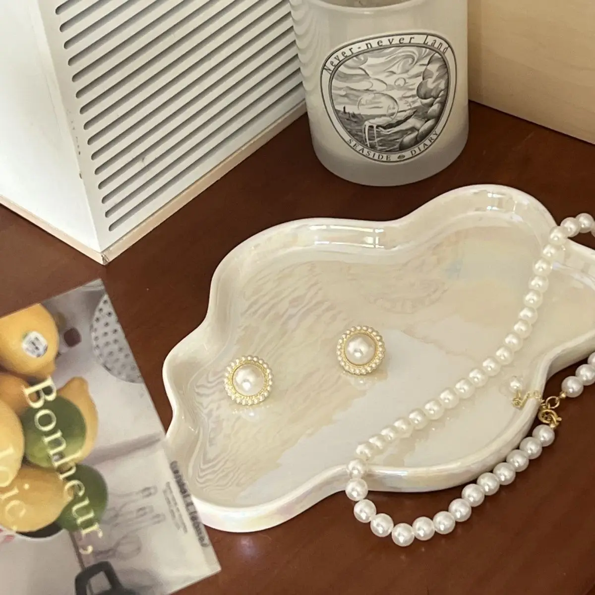 Jewelry Display Plate, Ceramic Plate Ornament, Cloud Decoration Aromatherapy Candle Foyer Tray, Key Storage Plate