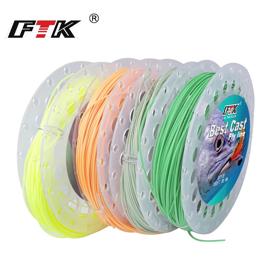 FTK Fly Fishing Line 100FT WF4F-WF8F Weight Forward Floating Fly Fishing Main Line Fly Fishing Accessories