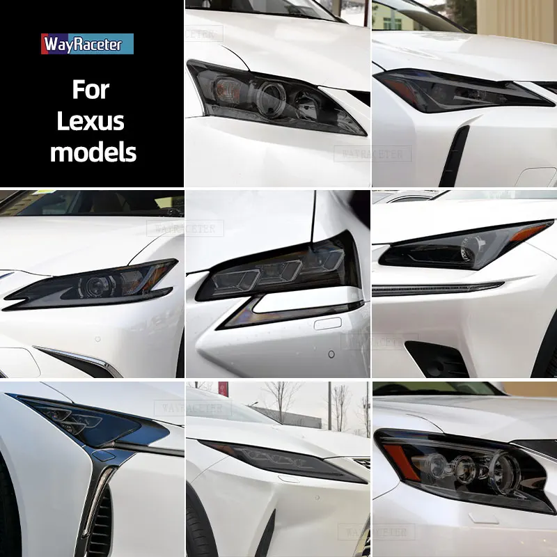 Smoked Black TPU Sticker Car Headlight Protective Film For Lexus ES 300h NX CT GS IS LC LS RX LX570 RC UX GX F Sport 2022