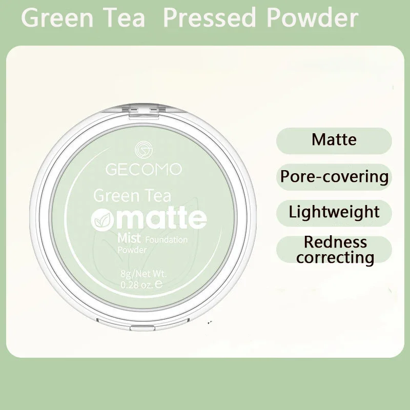 Green Tea Matte Face Mist Pressed Powder: 24 Hour Oil Control Setting Foundation - Full Coverage Waterproof Makeup