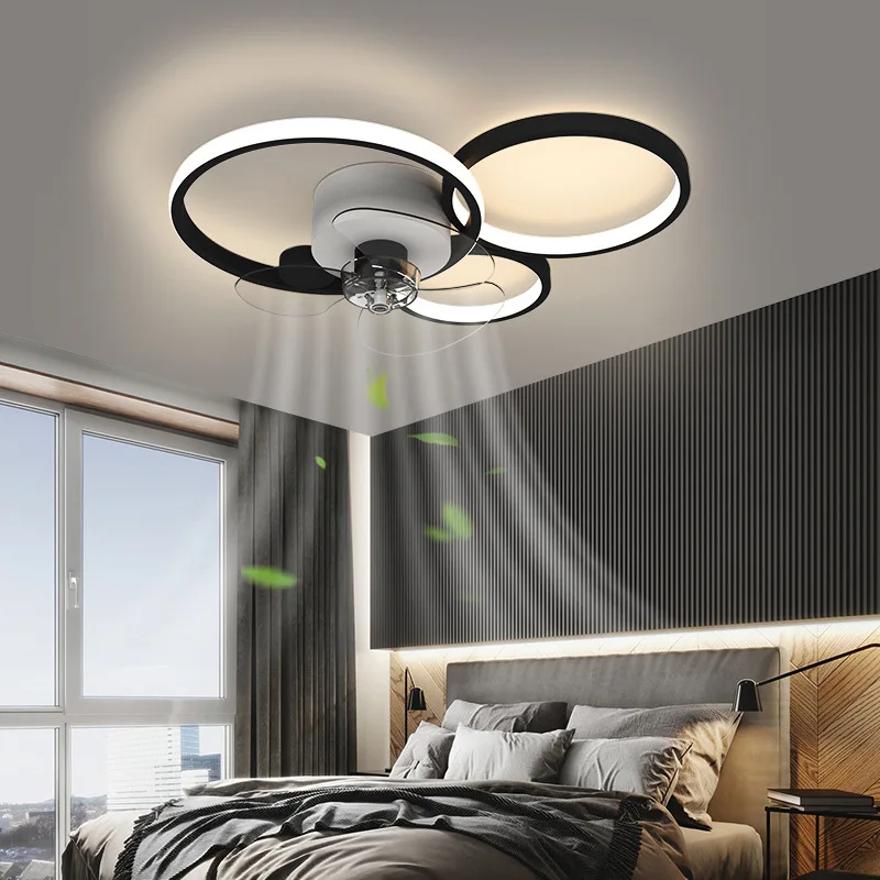 Modern Simple Led Ceiling Lamp With Smart Quiet Fan For Bedroom Restaurant Living Room Remote Control Light Home Decor Fixture