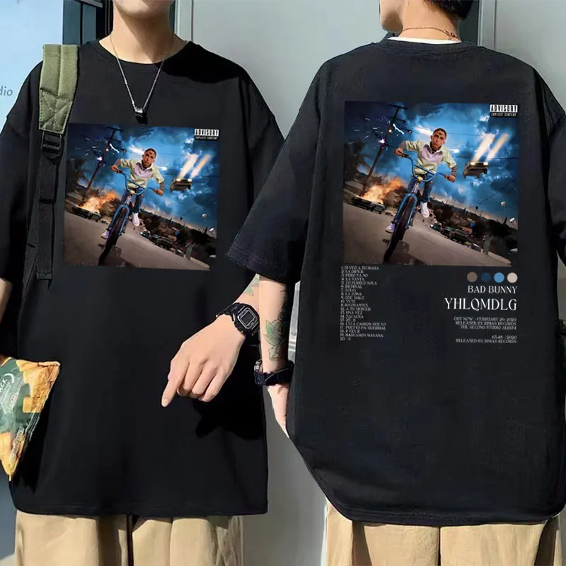 Rapper Bad Bunny YHLQMDLG Album Printed T-shirt Men Women Hip Hop Casual cotton T Shirt Short Sleeve Men's Vintage Streetwear