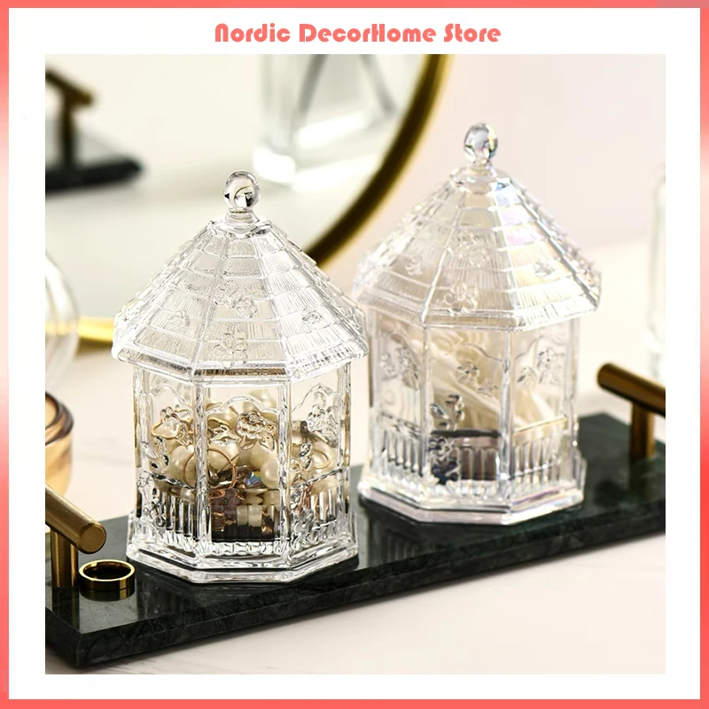 

Аксессуары для ванной комнаты, настольный органайзер, стеклянная шкатулка для драгоценностей, держатель для ватных тампонов, органайзер для ватных дисков, держатель для хранения макияжа, помады