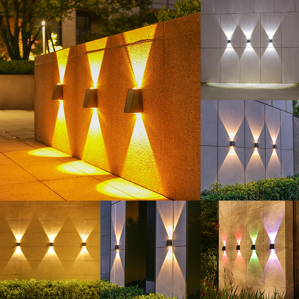 Outdoor Solar Wall Lights Up and Down IP65 Waterproof Exterior Sconces Wall Lighting for Outside House Garden Yard Garage Porch