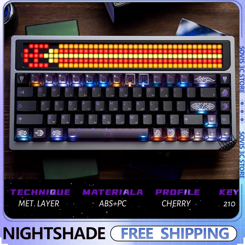 

Nightshade Theme Keycap Cherry Profile Keycaps ABS+PC Translucent Custom Pearlescent Key Caps Magnetic Axis Mechanical Keyboard