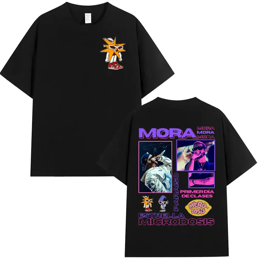 Camiseta gráfica del rapero MORA MICRODOSIS Album 2025 para hombre y mujer, camisetas Vintage de moda Harajuku, Camiseta de algodón de gran tamaño para verano