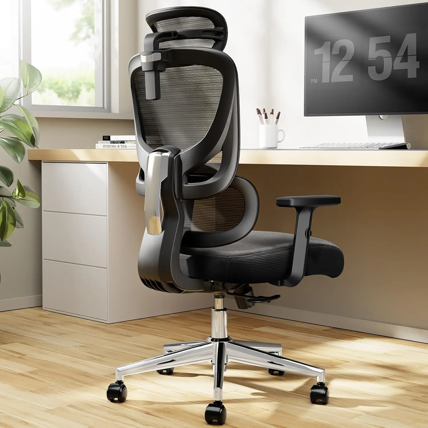 

Ergonomic Office Chair with Adjustable Lumbar Support Breathable Mesh Seat Swivel Rolling Home Executive Desk Chair
