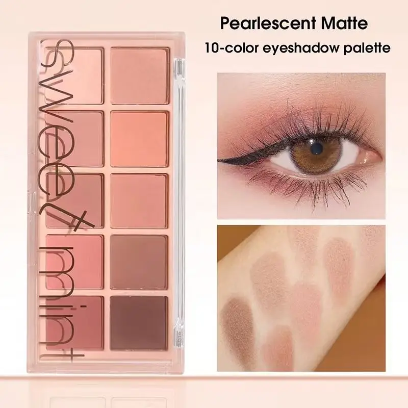 Palette de maquillage Sweet Mint 10 couleurs tons froids : combinaison de teintes mates soyeuses et de finitions scintillantes, multi-usages pour les yeux et le corps