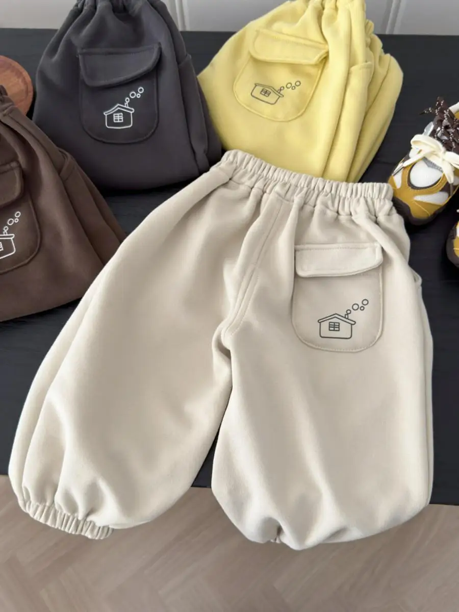 กางเกงกีฬาเด็กผู้ชาย แฟชั่นฤดูใบไม้ร่วง สีน้ำตาล ลำลอง เสื้อผ้าเด็ก แมทช์ได้กับทุกชุด กางเกงขายาว ทันสมัย ใหม่ กางเกงเด็ก