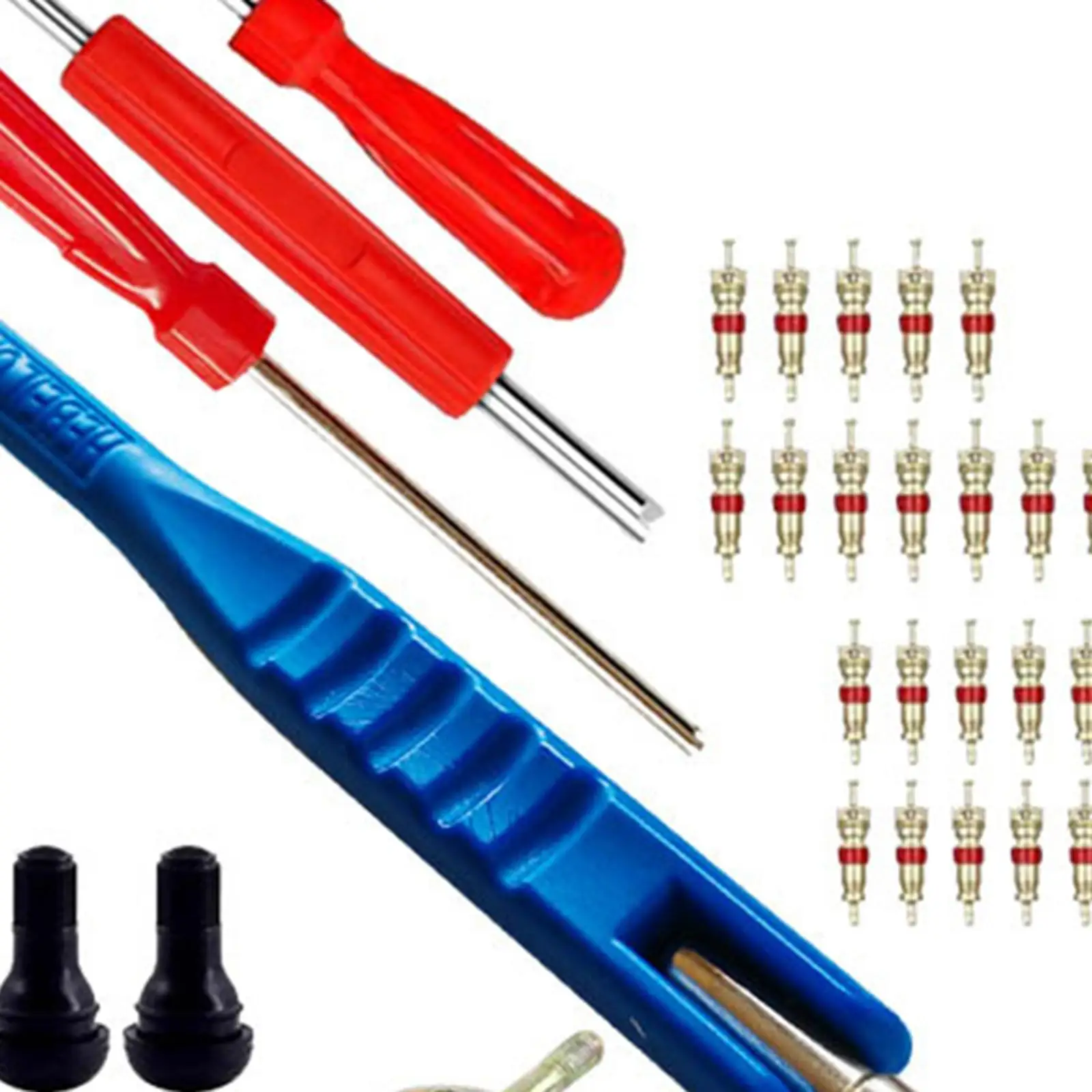 47 قطعة مجموعة أدوات إصلاح صمام الإطارات الأساسية مزيل صمام الإطارات للسيارة