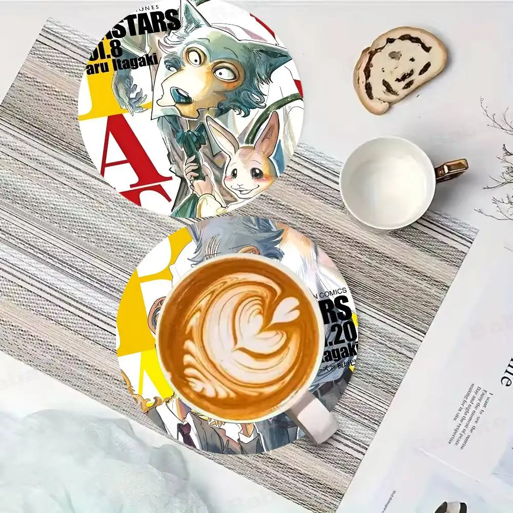 animal Anime B-Beastars Cartoon Round Coasters Insulated Durable Cups Coffee Coaster Plate Mats Home and Decoration Kitchen