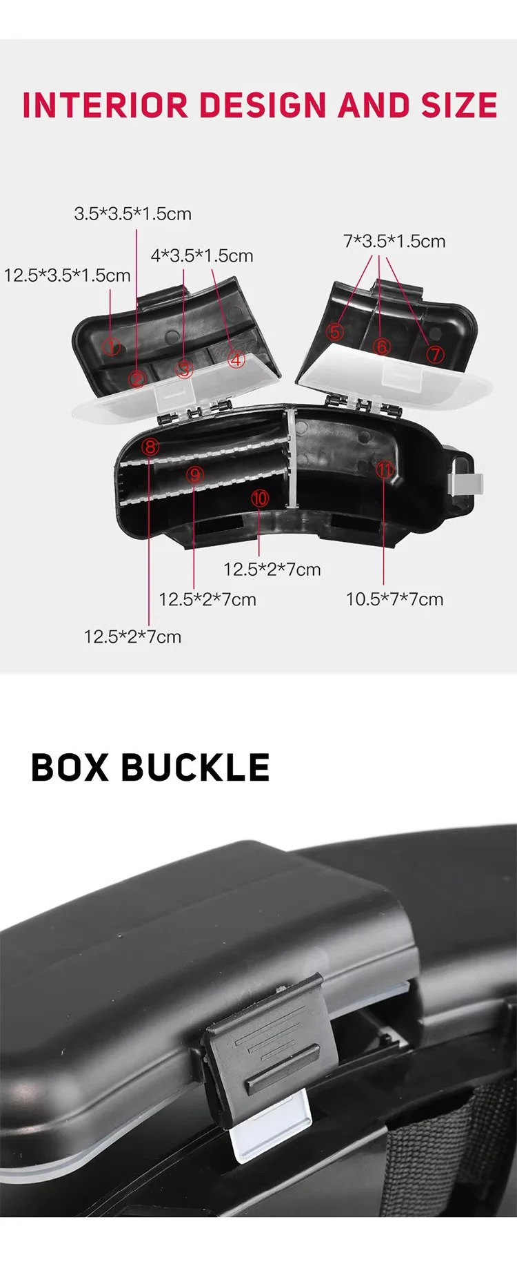 WEIHE Angelbox mit Gürtel für Outdoor-Angelausflüge, Tackle-Box, Angel-Aufbewahrungskoffer – Detail 2